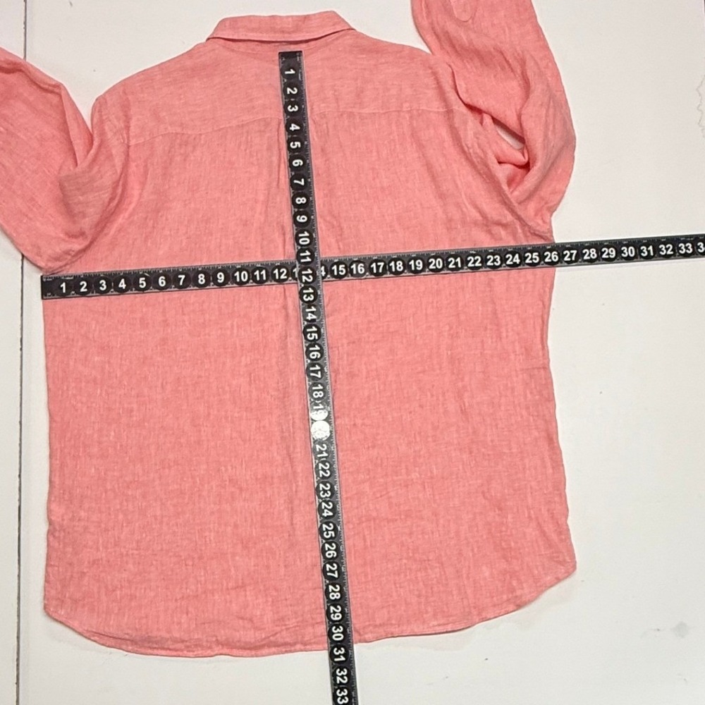 Vineyard Vines Shirt Mens XL Pink Linen Button Down Long Sleeve‎ Whale Pocket - Picture 4 of 9